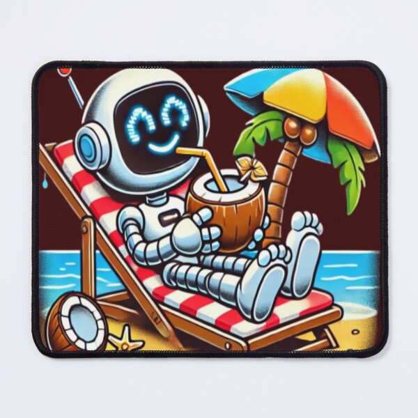 Item preview, Robot Relaxing with Coconut on the Beach designed and sold by ibobo4656.