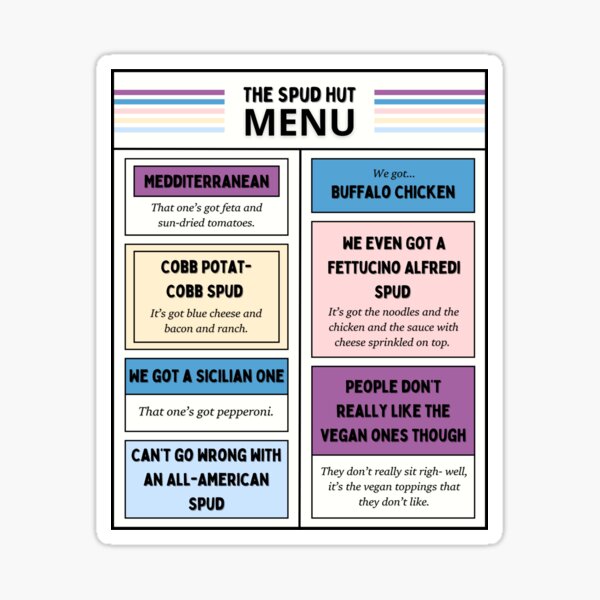 Aperçu de l'œuvre Smosh Games : Le menu de la cabane à patates créée et vendue par kittenmittons.