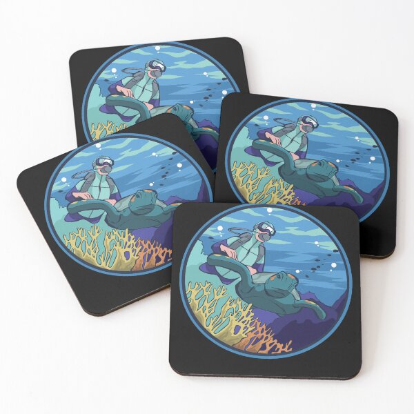 Item preview, Scuba Diver with Coral and Sea Turtles designed and sold by TurtleDojo.