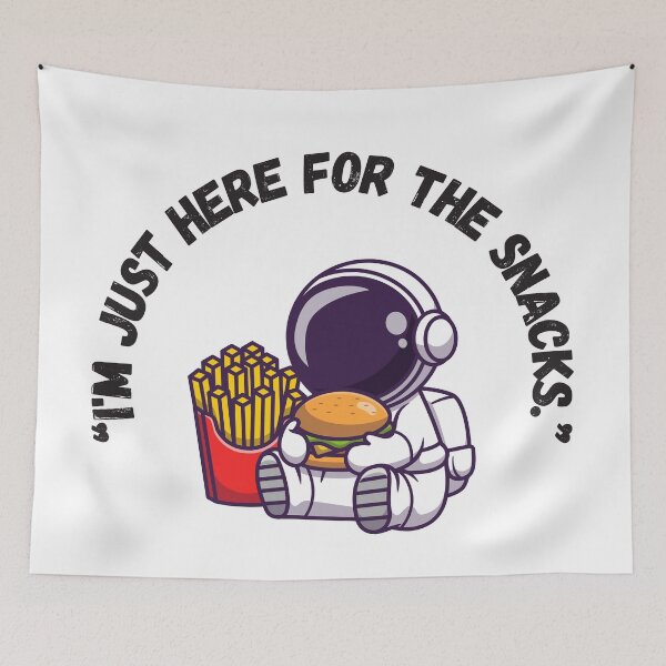 Artikelvorschau, Ich bin nur wegen der Snacks hier, Astronaut. entworfen und verkauft von Renee Koutsis.