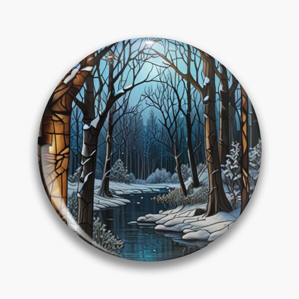 Item preview, Dream of a Snowy Forest Near Daybreak in Stained Glass designed and sold by The Enchanted Treasury.