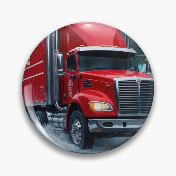 Item preview, Red Cargo Truck on Winter Highway designed and sold by Skye Ryan-Evans.