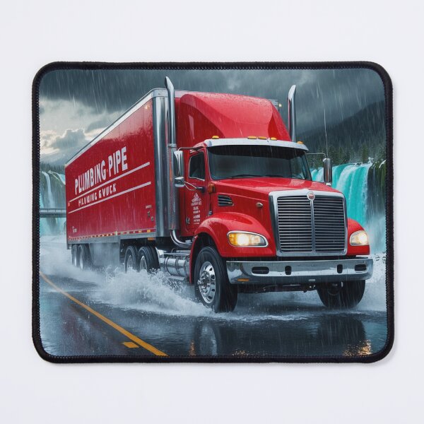 Item preview, Red Cargo Truck on Winter Highway designed and sold by Skye Ryan-Evans.