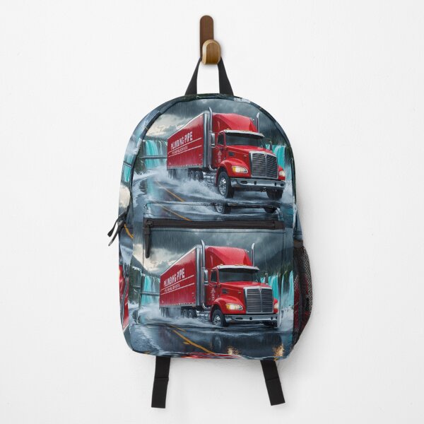 Item preview, Red Cargo Truck on Winter Highway designed and sold by Skye Ryan-Evans.