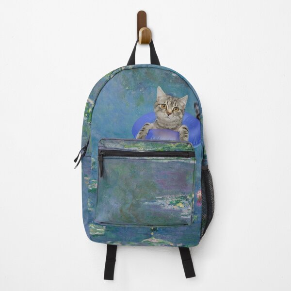Item preview, Claude Monet's Water Lilies with a Floating Cat Poster, Funny Cat Art, Blue Inner Tube Cat Illustration, Cute Cat Wall Art, Whimsical Cat Decor, Unique Cat Gifts, Water Lily Cat Print, Cat Poster designed and sold by Kina-design.