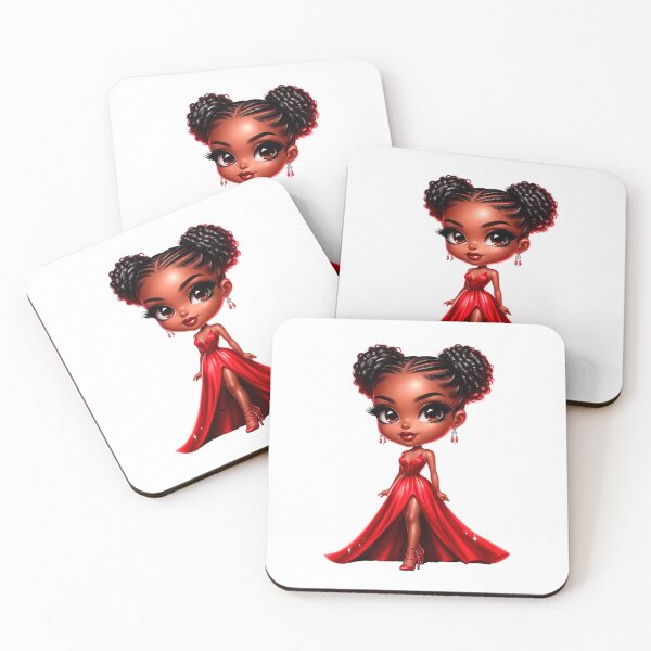 Item preview, Valentine’s Day Chibi Black Girl, Valentines Day Afro Girl, Valentines Day Cute Doll, Vday Black Girl, Valentine’s Day Design, Afro American, Cute Afro Girl, Red Outfit Design. designed and sold by gabrielakrall.