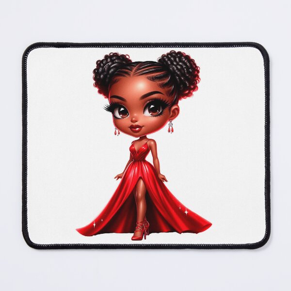 Item preview, Valentine’s Day Chibi Black Girl, Valentines Day Afro Girl, Valentines Day Cute Doll, Vday Black Girl, Valentine’s Day Design, Afro American, Cute Afro Girl, Red Outfit Design. designed and sold by gabrielakrall.