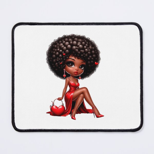 Item preview, Valentine’s Day Black Girl, Valentines Day Afro Girl, Valentines Day Cute Doll, Vday Black Girl, Valentine’s Day Design, Afro American, Cute Afro Girl, Red Outfit Design. designed and sold by gabrielakrall.