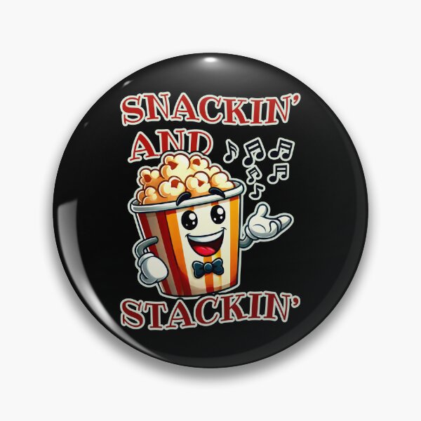 Item preview, Snackin’ And Stackin’ A Cheerful Popcorn Bucket With Music Notes On Black designed and sold by SplashTastic.
