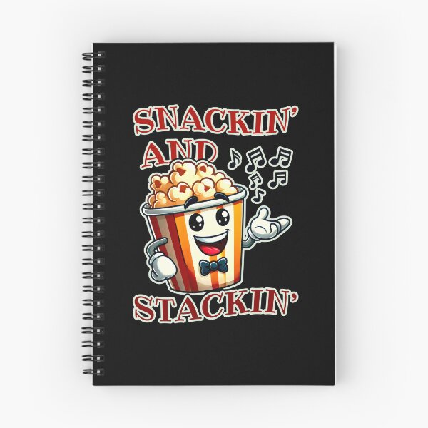 Item preview, Snackin’ And Stackin’ A Cheerful Popcorn Bucket With Music Notes On Black designed and sold by SplashTastic.