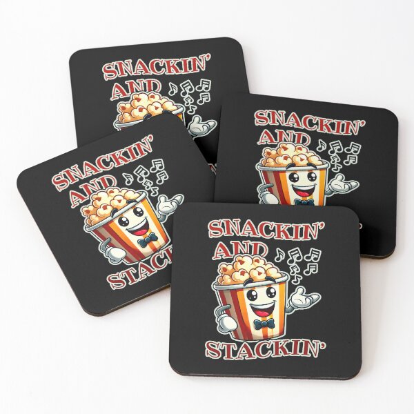 Item preview, Snackin’ And Stackin’ A Cheerful Popcorn Bucket With Music Notes On Black designed and sold by SplashTastic.