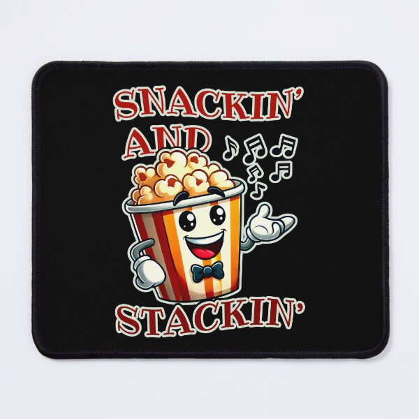 Item preview, Snackin’ And Stackin’ A Cheerful Popcorn Bucket With Music Notes On Black designed and sold by SplashTastic.