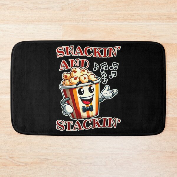 Item preview, Snackin’ And Stackin’ A Cheerful Popcorn Bucket With Music Notes On Black designed and sold by SplashTastic.