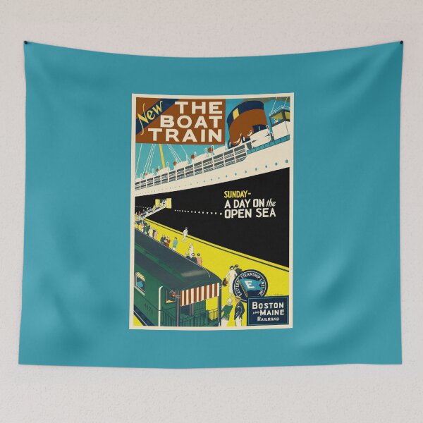 Item preview, Vintage Travel: Boston and Maine Railroad Boat Train Art Deco Poster designed and sold by Styled Vintage.