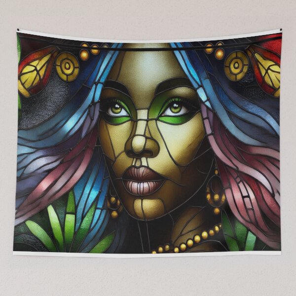 Item preview, AI generated stained glass portrait designed and sold by AI-this-is-AI.