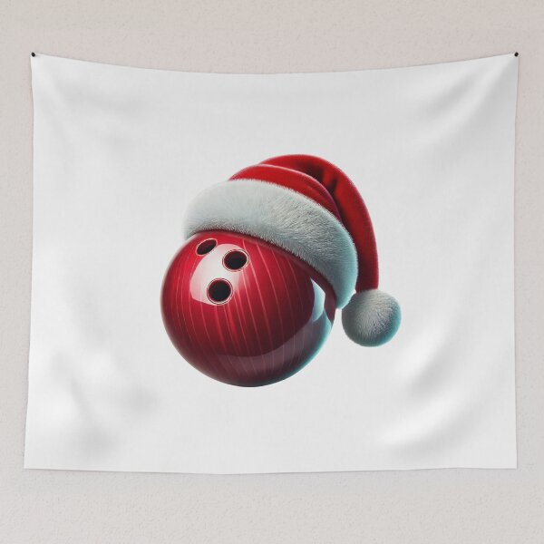 Item preview, Santa Strikes Bowling Ball Christmas Santa Claus Holiday Hat Lanes and Bells Festive Bowler designed and sold by Zestfull.