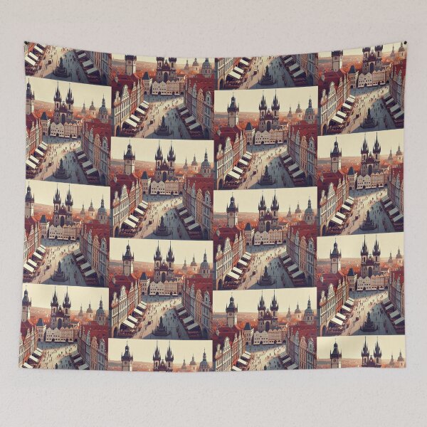 Item preview, Prague Old Town Square Minimalism Art Style designed and sold by artofuniverse.
