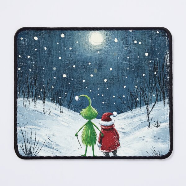 Item preview, Grinch and Santa Winter Stroll - Whimsical Holiday Art designed and sold by Lamarcy.