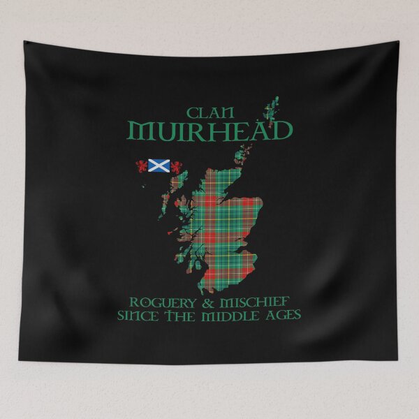 Artikelvorschau, Clan Muirhead Tartan Schottland Karte Andreaskreuz Flagge und Löwe grassierend schottischen entworfen und verkauft von Clan1093.