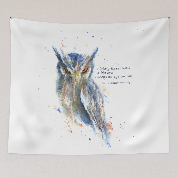 Item preview, Nighttime Forest Walk Bird Haiku English Watercolor Painting designed and sold by KarenKaspar.