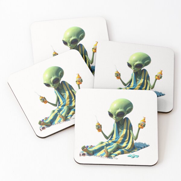 Item preview, Green Alien Beach Space UFO Cartoon Fun Humor Intergalactic Art designed and sold by Kia Blaze.