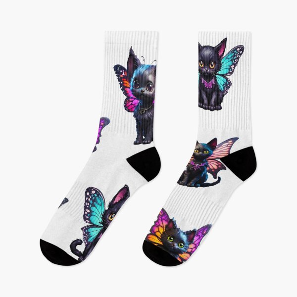 Item preview, Black Cat with Mystical Butterfly Wings Pattern 1 designed and sold by Tom-Johnson.