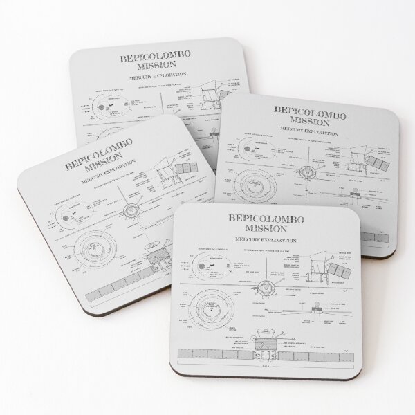 Item preview, BepiColombo Space Mission. Mercury Exploration (White Stencil - No Background) designed and sold by BGALAXY.