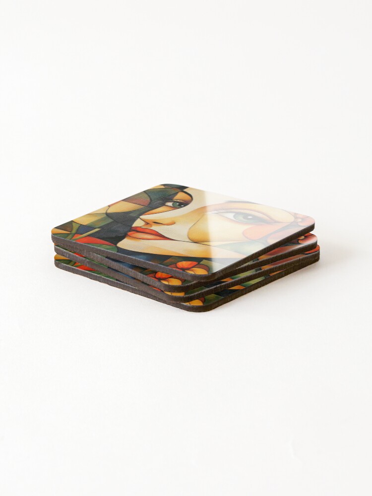 Thumbnail 4 of 5, Coasters (Set of 4), Geometric Face designed and sold by Visual-Elixir.