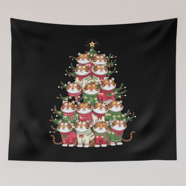 Item preview, Ugly Sweater Cute Cozy Winter Bengal Tiger Christmas Tree  designed and sold by zenpatterns.