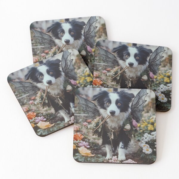 Item preview, Border Collie Pup with Wings in an Enchanted Castle Gardens designed and sold by LonesomeKnight.