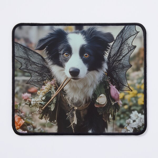 Item preview, Border Collie Pup with Wings in an Enchanted Castle Gardens designed and sold by LonesomeKnight.