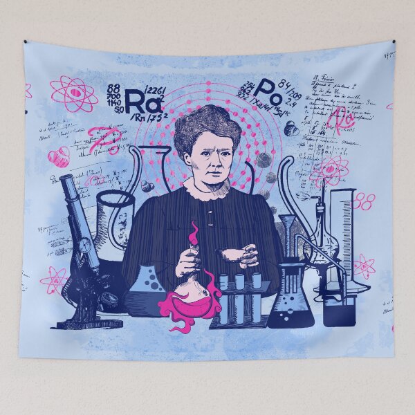Item preview, Maria Skłodowska-Curie in blue and pink; Radiant minds designed and sold by Drawmecute.