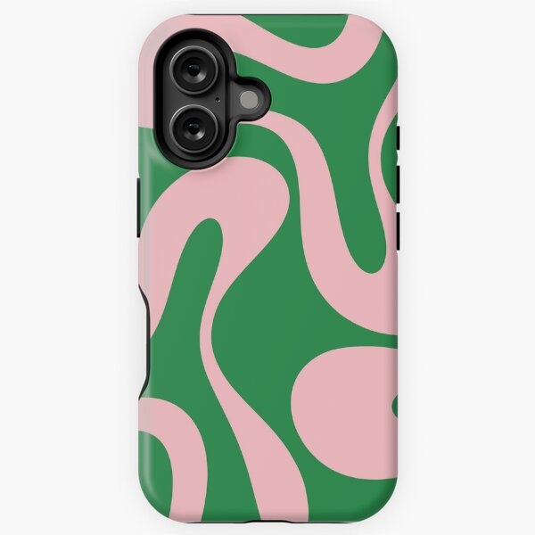 Item preview, Soft Curves Retro Modern Abstract Pattern in Green and Light Pink designed and sold by kierkegaard.