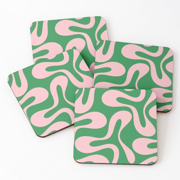 Item preview, Soft Curves Retro Modern Abstract Pattern in Green and Light Pink designed and sold by kierkegaard.