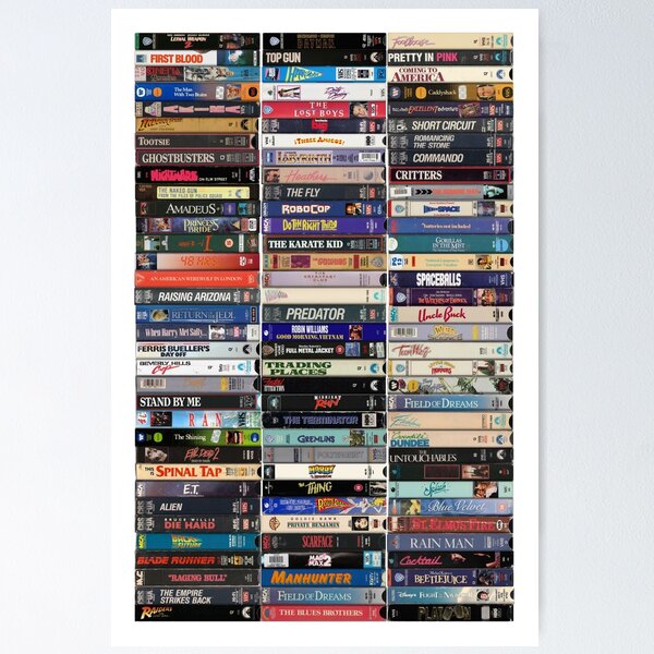 Item preview, Greatest Films of the1980s - Vintage 80s VHS Cassette Print designed and sold by Mr Mustard Prints.