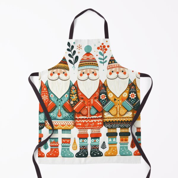 Item preview, Scandinavian Folk Art Festive Santa Claus in a row pattern by heidiannemorris designed and sold by FOLK ART FUSION by heidiannemorris.
