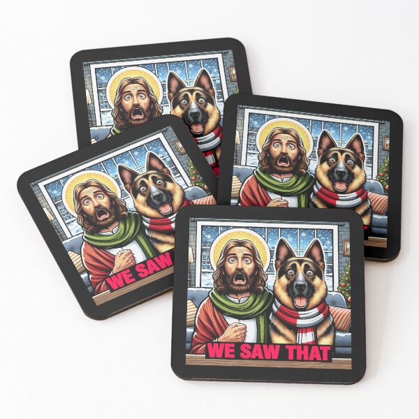Item preview, We Saw That Jesus Christ and German Shepherd designed and sold by plushism.