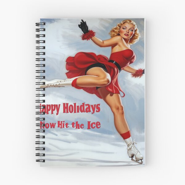Aperçu de l'œuvre Pin-up rétro sur glace en vacances créée et vendue par PinUpPavilion.