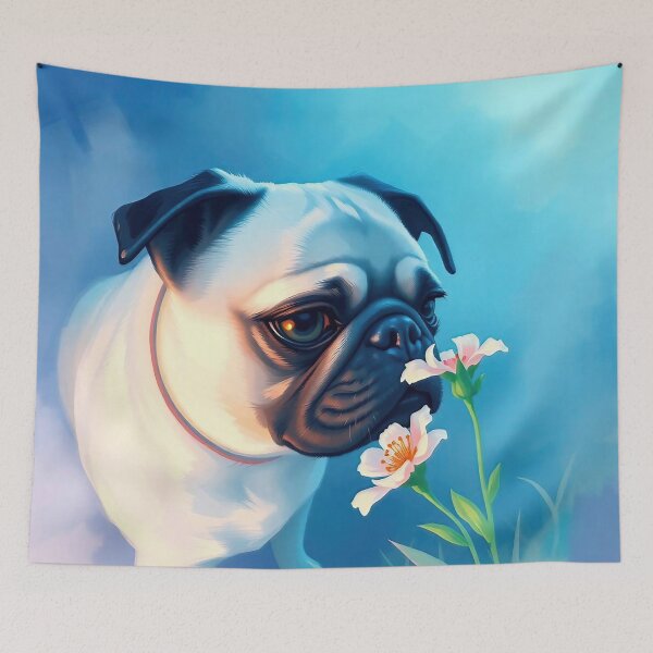Item preview, Pug Sniffing a Flower designed and sold by ChrisButler.