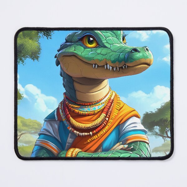 Item preview, Anthropomorphic crocodile in vibrant traditional attire. designed and sold by Artessie.