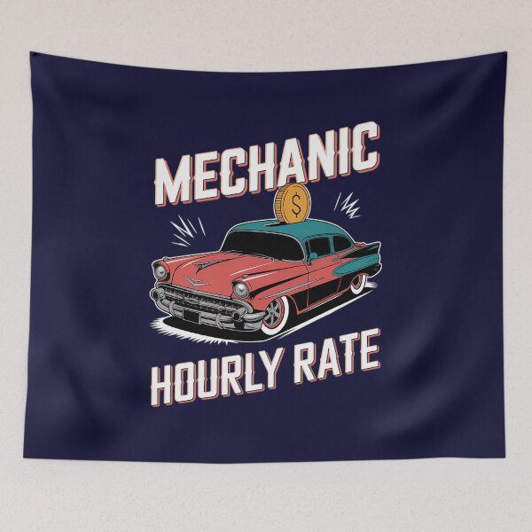 Item preview, Mechanic Hourly Rate Retro Humor Design with Piggy Bank Car designed and sold by TeeGrit.
