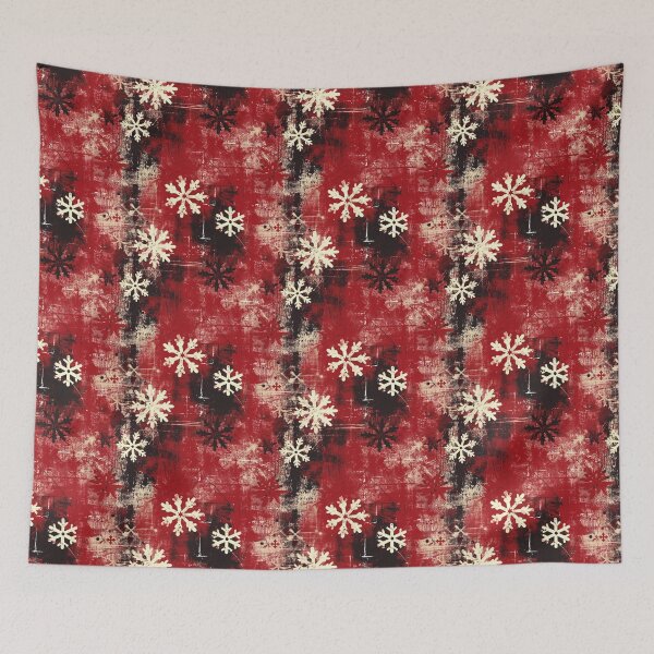 Item preview, Grunge Winter Snowflakes on Distressed Black and Red Wall designed and sold by AgathaZolastore.