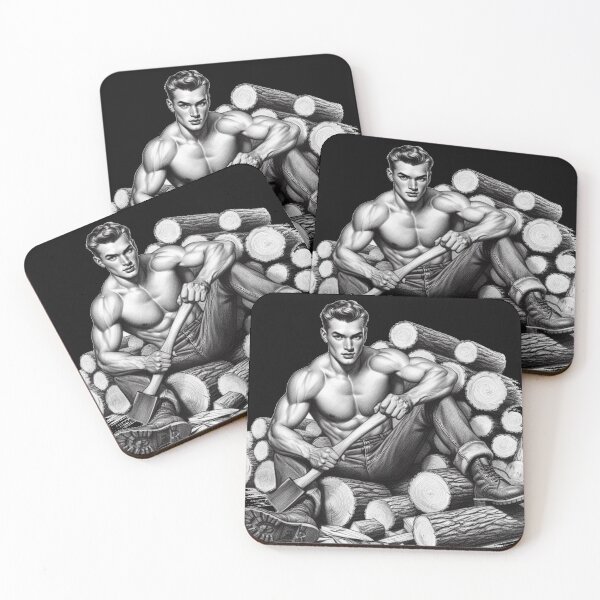 Item preview, 1940's Gay Lumberjack Heavenly Hunk LGBTQ Gay Pride Graphic Design designed and sold by ItsAKinkThing.