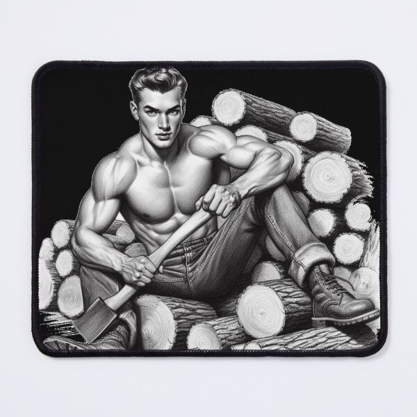 Item preview, 1940's Gay Lumberjack Heavenly Hunk LGBTQ Gay Pride Graphic Design designed and sold by ItsAKinkThing.