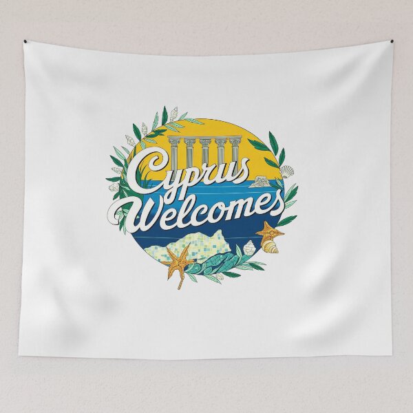 Item preview, Cyprus Welcomes Flag Map Nicosia, Limassol designed and sold by AnimalsDH305.
