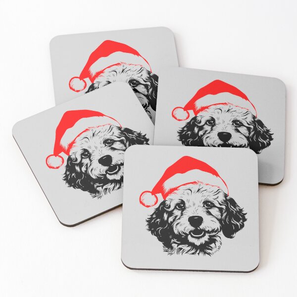 Item preview, Poodle in Santa Hat - Festive Holiday Pup designed and sold by JollyCritters.