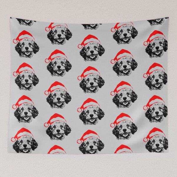 Item preview, Poodle in Santa Hat - Festive Holiday Pup designed and sold by JollyCritters.