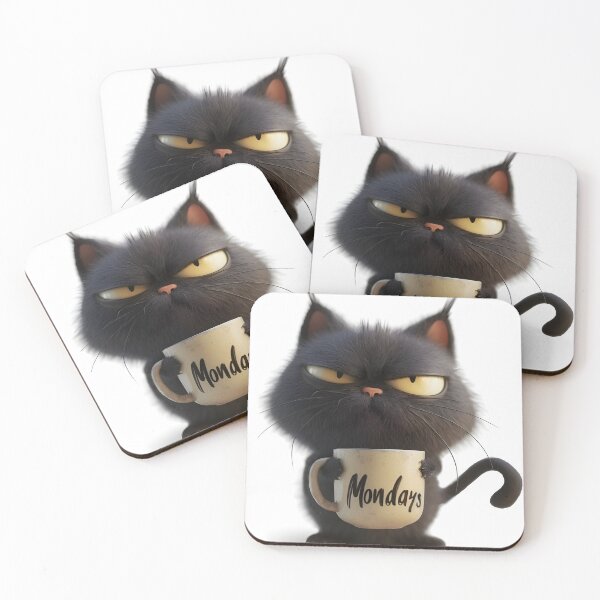 Item preview, Kitty Cat Monday Coffee Mood angry kawai  designed and sold by The-Diamond-Art.