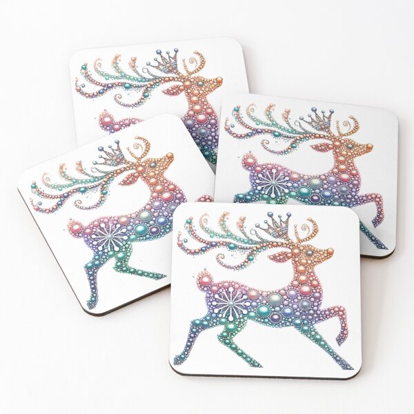 Item preview, A stunning jeweled reindeer crafted with vibrant bead-like designs in rainbow hues.  designed and sold by ideandesign.