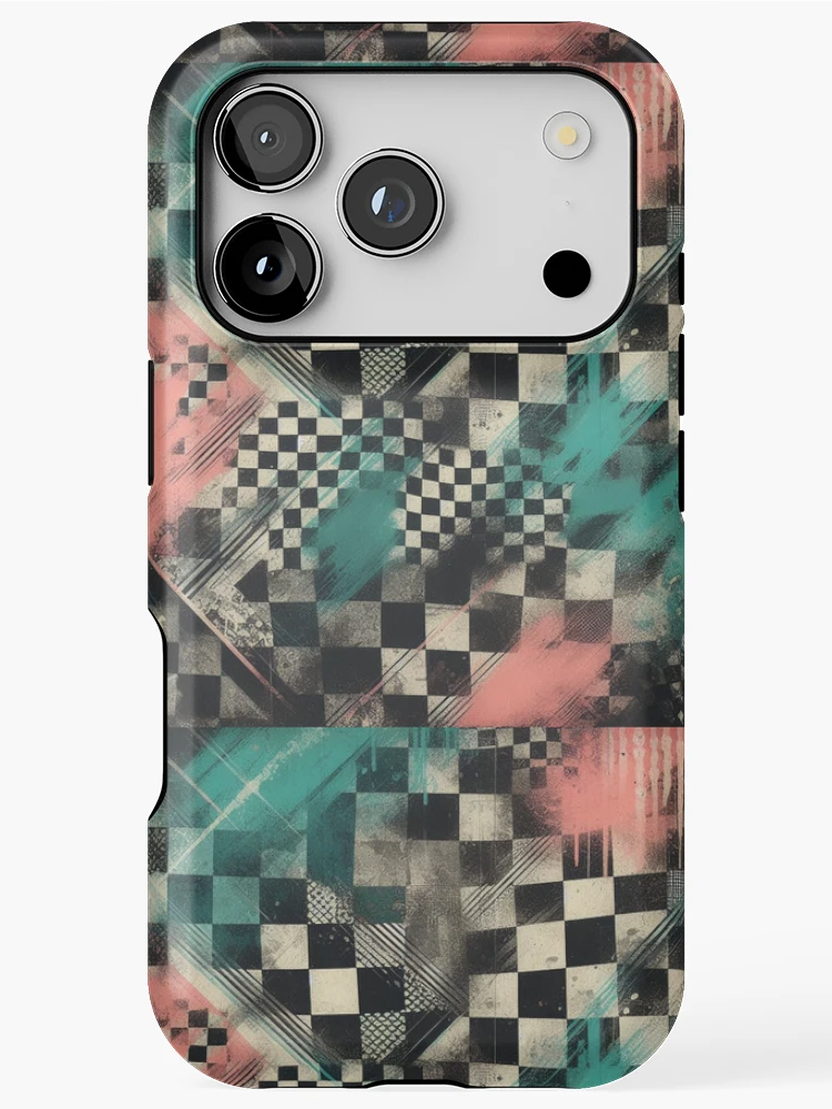 Thumbnail 1 of 4, iPhone Case, Vibrant Checkered Pattern designed and sold by RuggedSchemes.